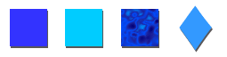 Samples of blue shapes and objects.