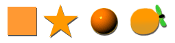 Samples of orange shapes and objects.