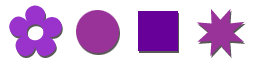 Samples of violet shapes and objects.