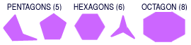 Samples of pentagons and hexagons.